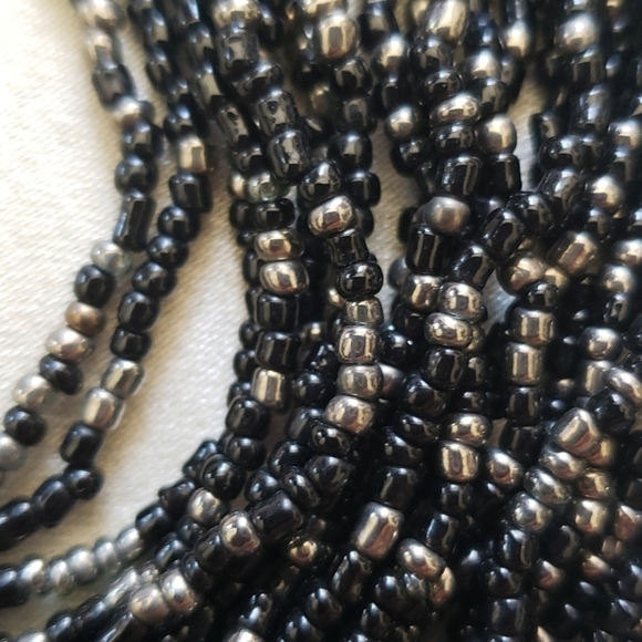 Vintage Bead Statement Necklace Black Silver - Picture 7 of 7